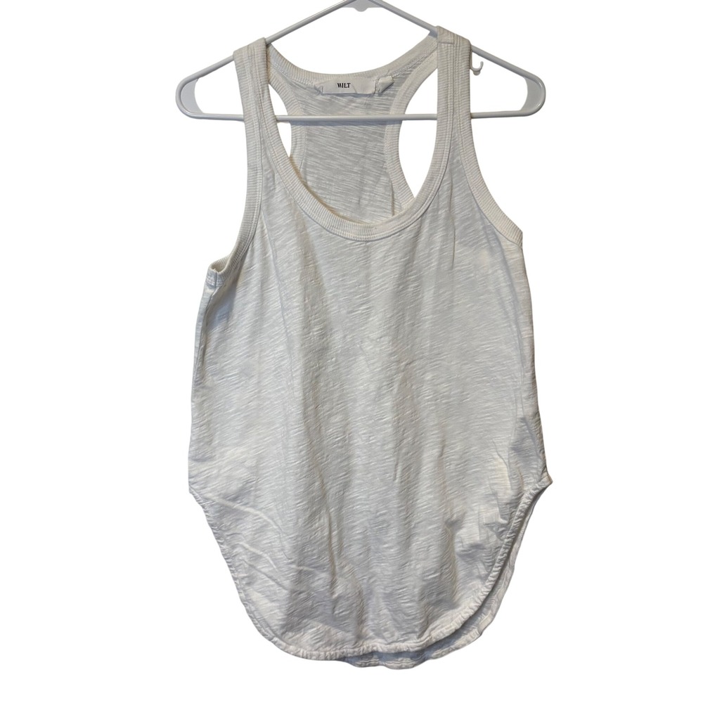 Wilt White Racerback Tank Top Basic Essential Cotton Made in USA XS‎
